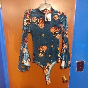 Teal turtle neck bodysuit